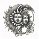 sun and moon tattoo design idea