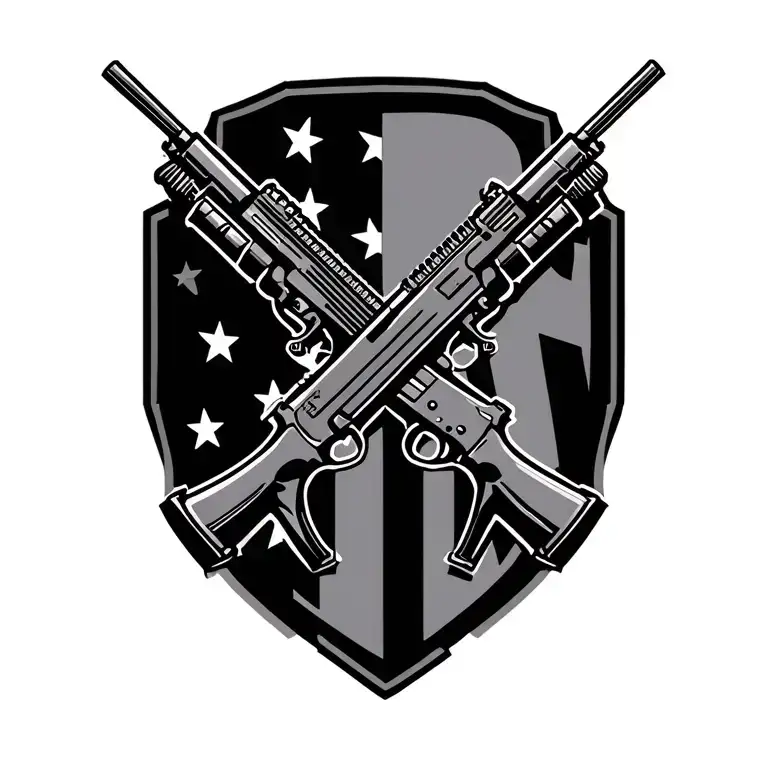 Incorporate the iconic symbol of the US Army infantry crossed rifles in a modern and abstract way tattoo design idea