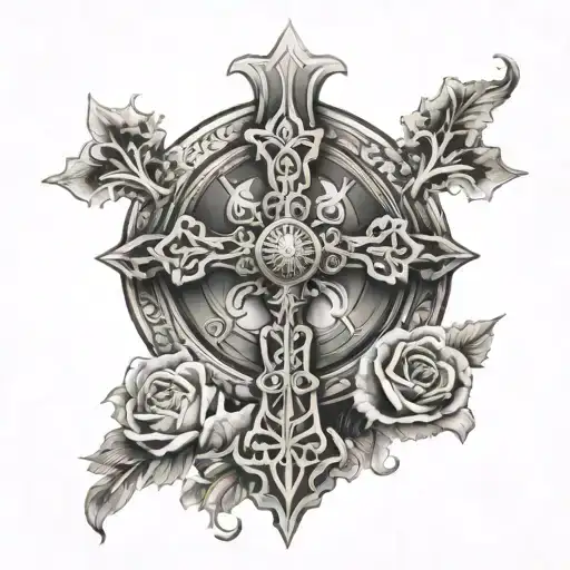 religious cross tattoo design idea