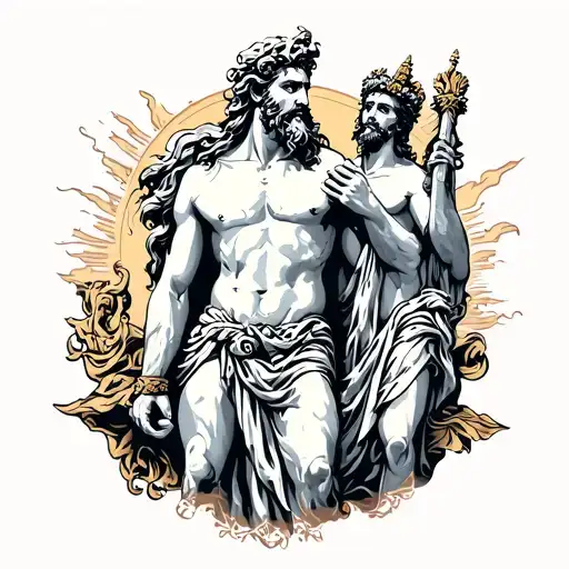 zeus and hades and poseidon god tattoo design idea