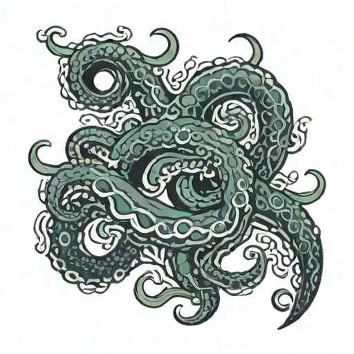 Tentacles spiraling tattoo design idea