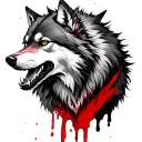 wounded in back and bleeding wolf tattoo design idea