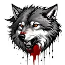 wounded in back and bleeding wolf tattoo design idea