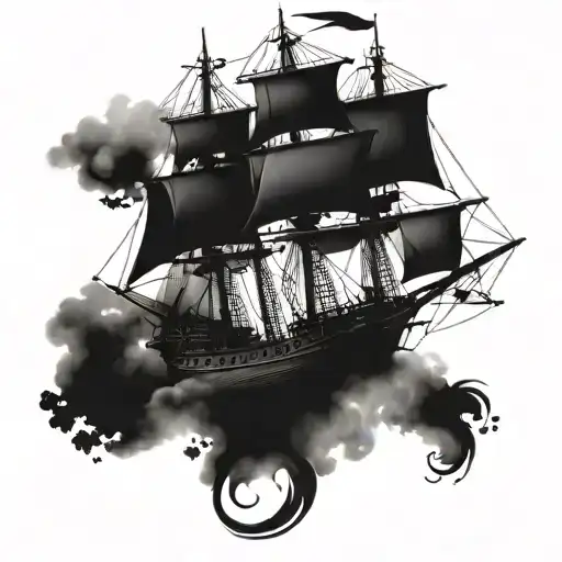 galleon ship from the front tattoo design idea