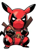 pikachu deadpool full color tattoo design idea
