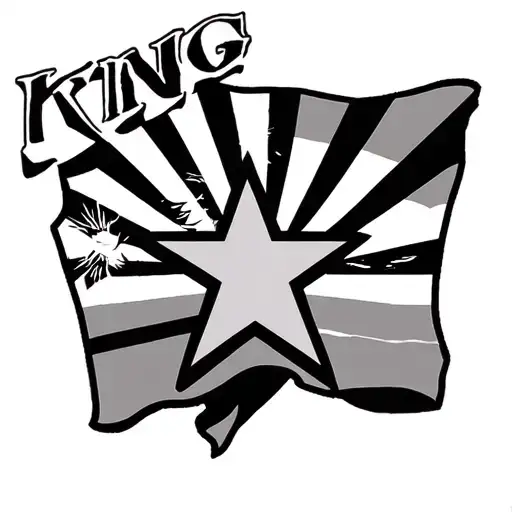 "KING" "KING" star with sun rays and arizona flag intertwined tattoo design idea
