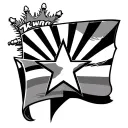 "KING" "KING" star with sun rays and arizona flag intertwined tattoo design idea