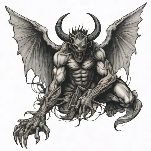 Demon kills angel tattoo design idea