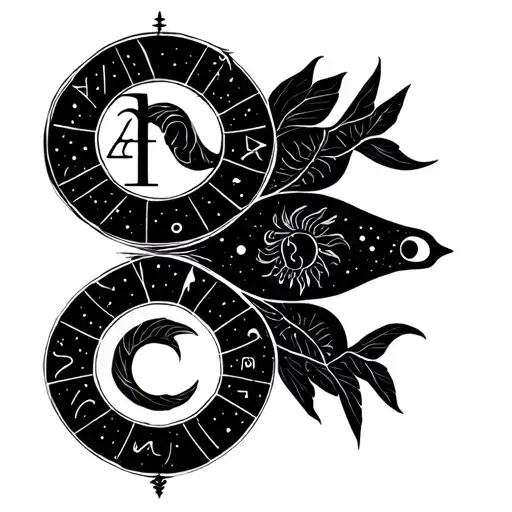 minimalist astrological symbols for libra, Pisces, Leo, and aries tattoo design idea