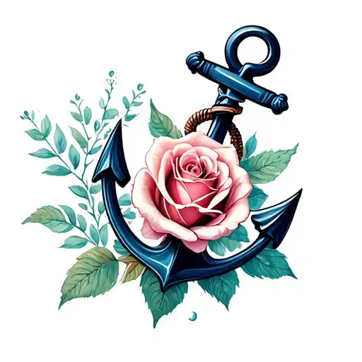 Anchor with a rose tattoo design idea