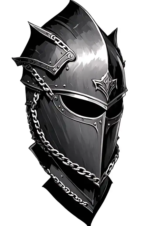 right shoulder medieval knight armor with chain link tattoo design idea