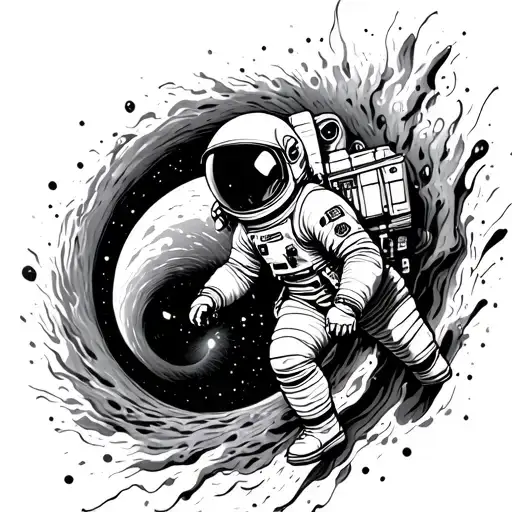 astronaut falling into black hole tattoo design idea
