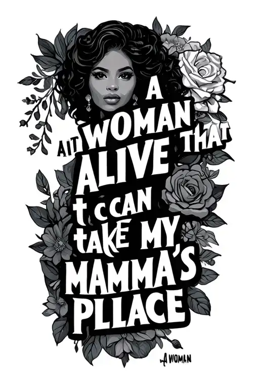 quote "aint a woman alive that can take my mamma's place" no woman tattoo design idea
