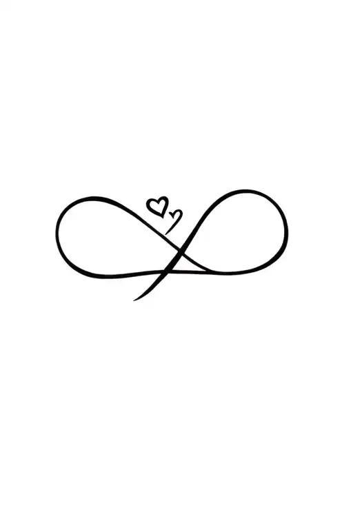 Infinity symbol with heart and family tattoo design idea