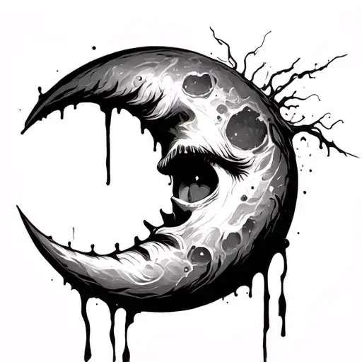 half moon crying tattoo design idea