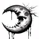 half moon crying tattoo design idea