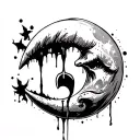 half moon crying tattoo design idea