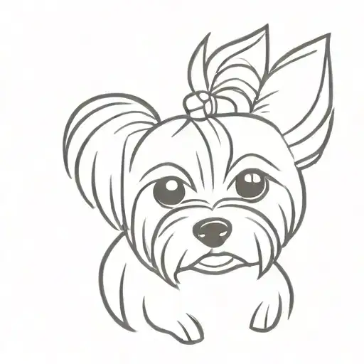 just the outline of yorkie ears only tattoo design idea