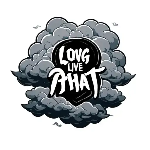long live phat with clouds surrounding tattoo design idea