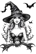 witch titties Halloween themed tattoo tattoo design idea
