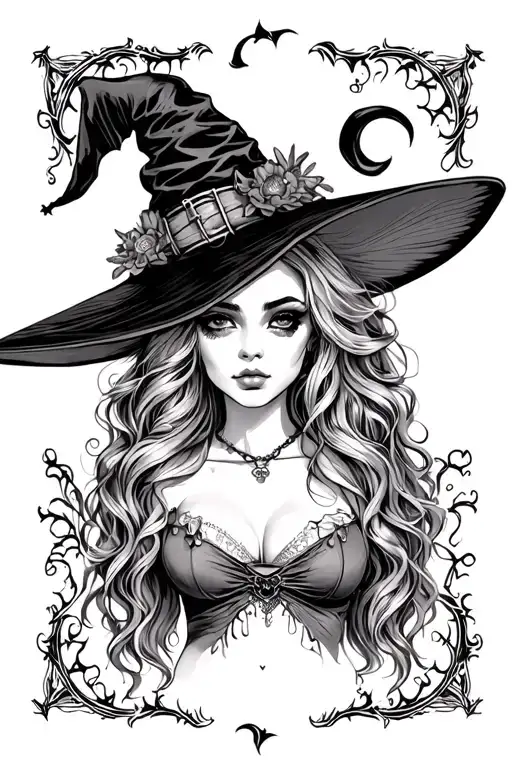 witch titties Halloween themed tattoo tattoo design idea