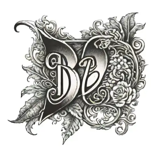 Hidden initials of D M N J tattoo design idea