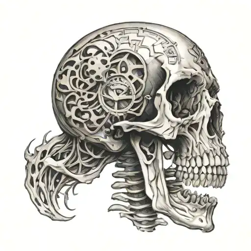 skeleton, time, strength, adversity  tattoo design idea