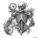 skeleton, time, strength, adversity  tattoo design idea