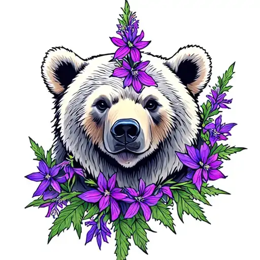 Alaska fireweed bear Aurora tattoo design idea