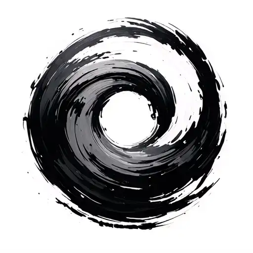 kaizen and enso circle paintbrush stroke tattoo design idea