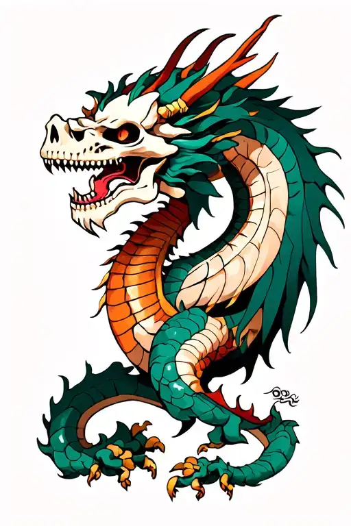 Knight Skeleton of the Chinese Dragon tattoo design idea