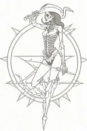 simple female skeleton pirate with nautical star tattoo design idea
