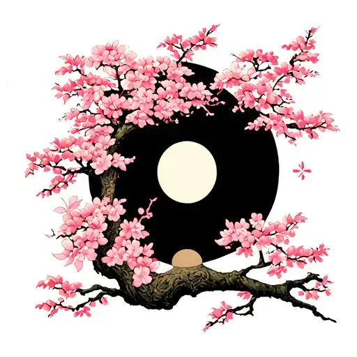 Sakura tree surrounded tattoo design idea