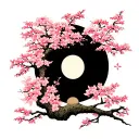 Sakura tree surrounded tattoo design idea