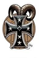 aries ram iron cross tattoo design idea