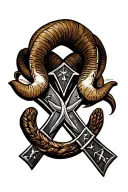 aries ram iron cross tattoo design idea