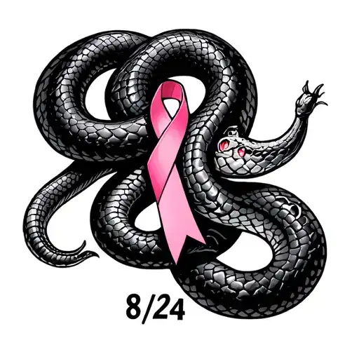 "8/24" Breast Cancer Symbol. Interior Black mamba scales. tattoo design idea