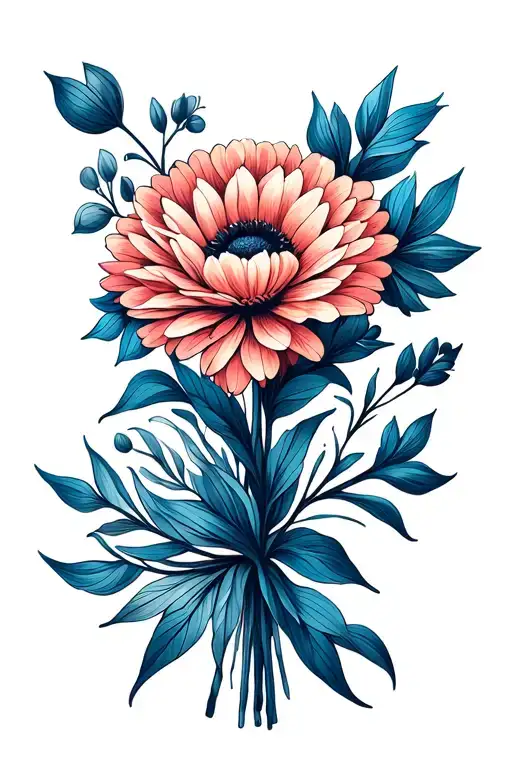 time running child born 15 mey 2018 wife 25 july birth flower bouquet tattoo design idea