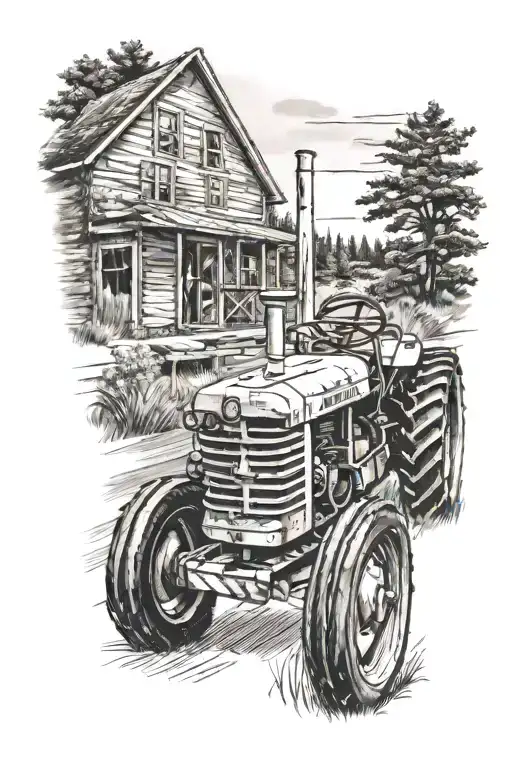 tractor driving, maine tattoo design idea