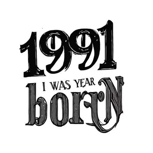 "1991" Birth Year I was born tattoo design idea