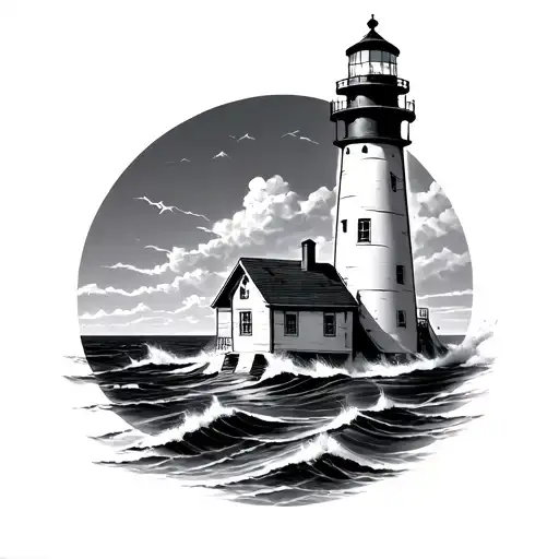 nautical lighthouse tattoo design idea
