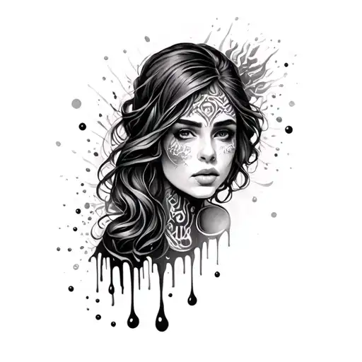 oil spill with womans face tattoo tattoo design idea