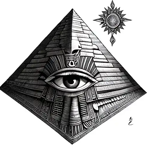 Egyptian with pyramid with a Turkish eye tattoo design idea