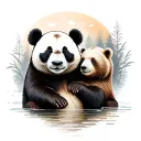 panda and brown bear tattoo design idea