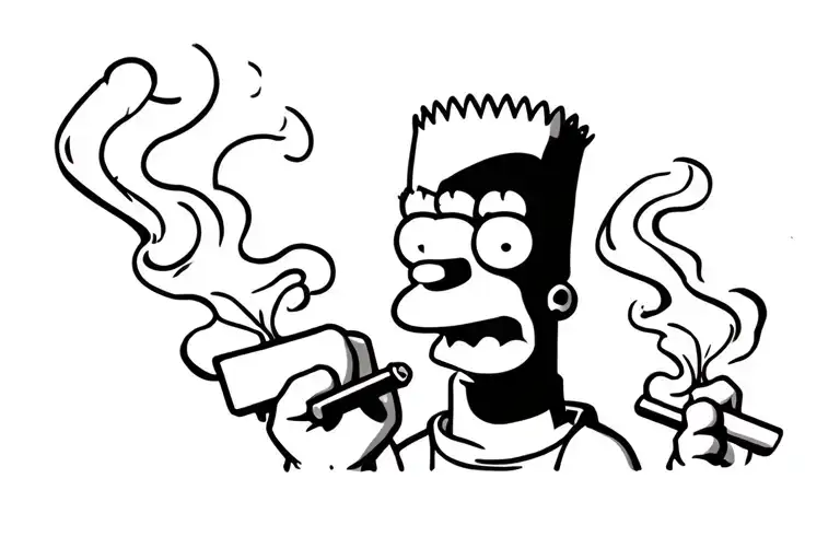bart simpson smoking a joint tattoo design idea