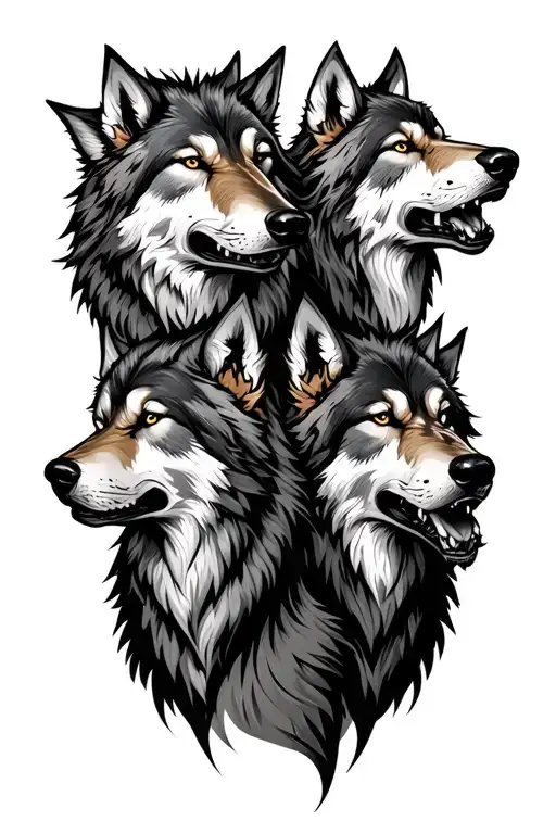 Three Fierce Wolves Norse Mythology Inspired tattoo design idea