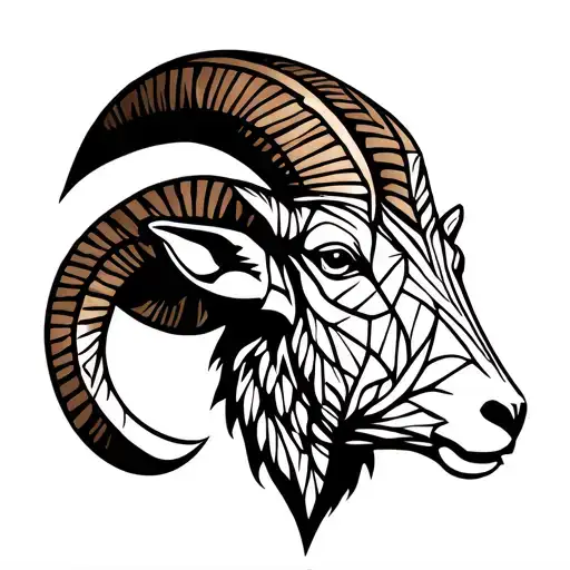 side profile of a bighorn sheep head tattoo design idea