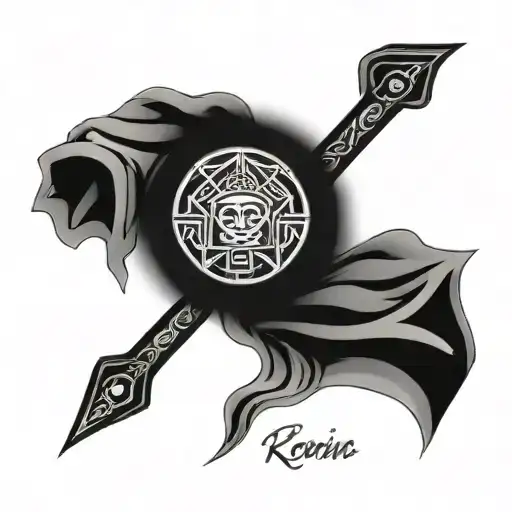 Ronin right arm sleeve tattoo featuring iconic symbols tattoo design idea