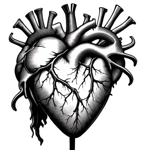Anatomical Heart with Heartache tattoo design idea