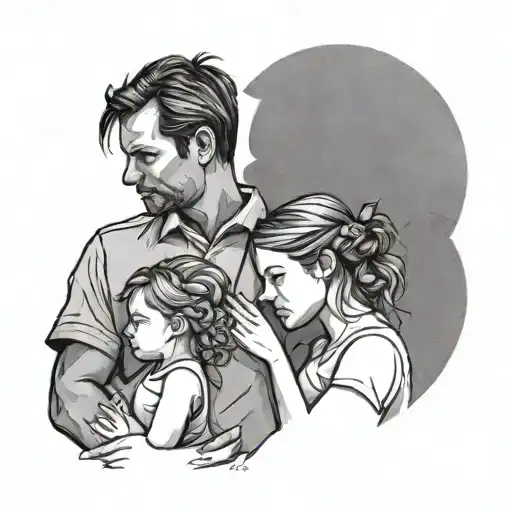 daddy daughter silhouette tattoo design idea